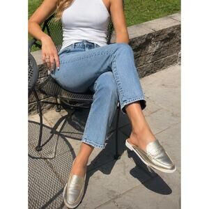 Aerosoles Gold Metallic Mule Loafers Womens Size 9 Penny Slip On Shoes